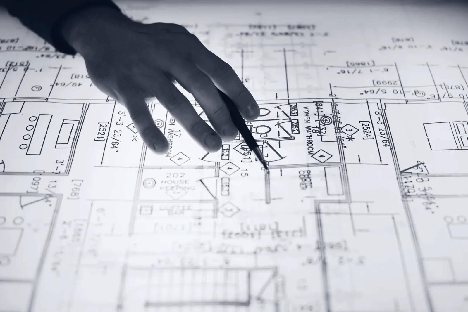 Detail einer technischen Gebäudeplanung